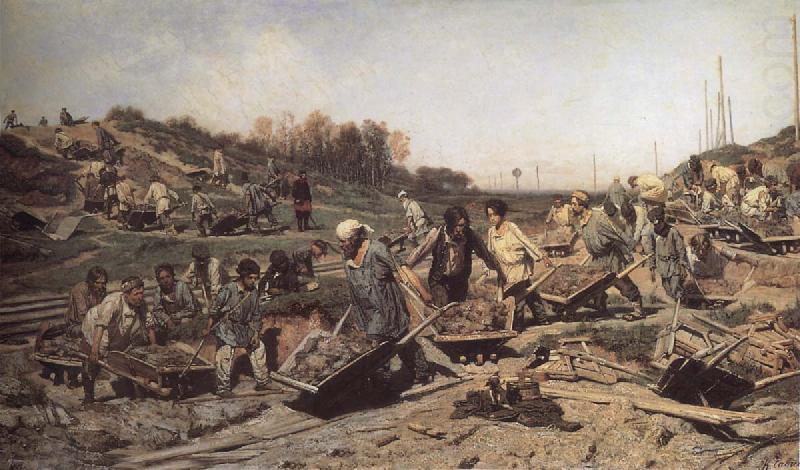 Konstantin Savitsky Repairing the railway china oil painting image